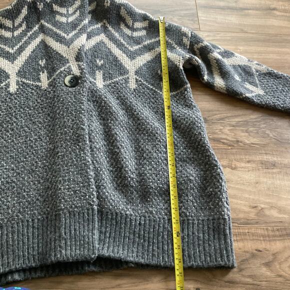 Repeat Luxury Norweigan Intarsia Cardigan Women 38 / S Gray Lagenlook Geometric - Picture 10 of 11